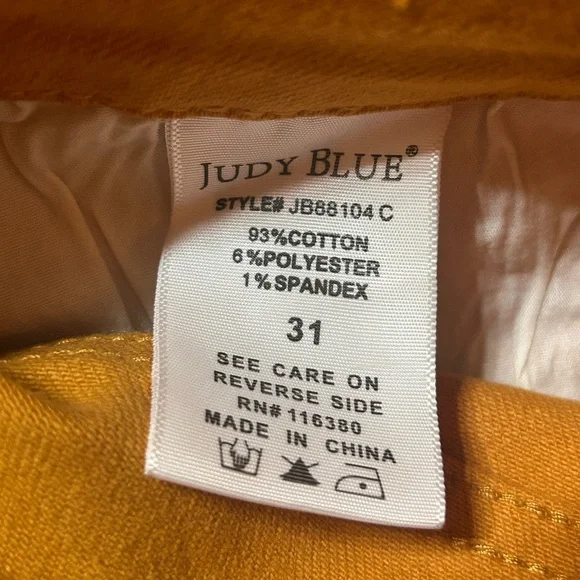 Judy Blue Jeans Womens Size 31 Golden Button Fly High Rise Wide Leg Crop Stretch